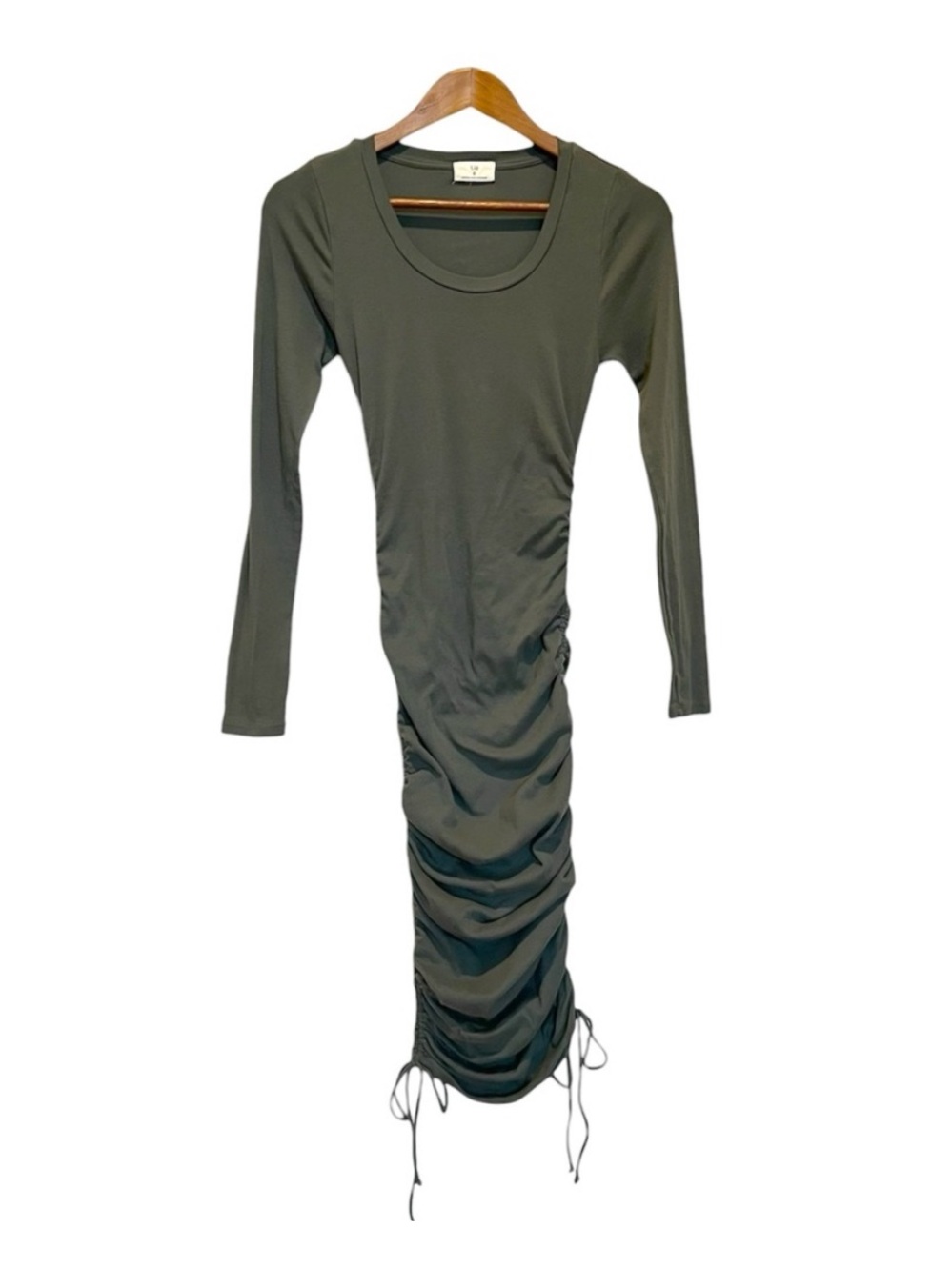 t.la Dress Long Sleeve Ruched Green Size Small Cotton Blend